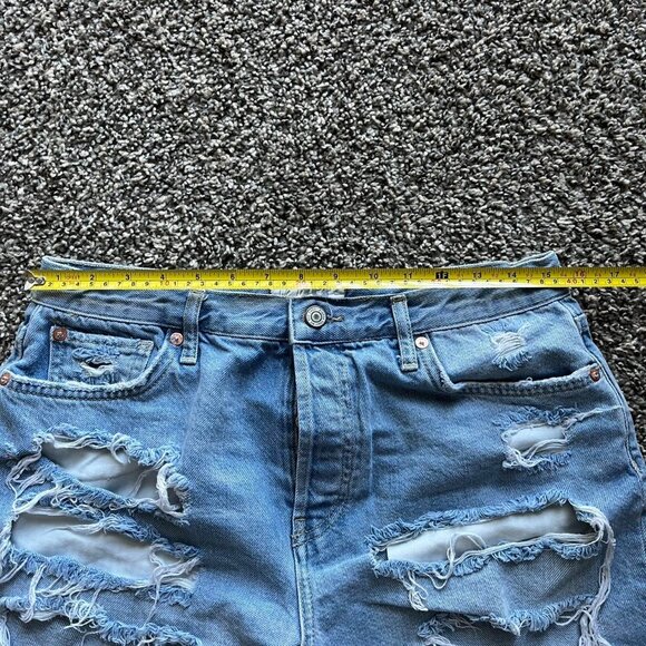 Y2K Blue Free People Relaxed Fit Denim Shorts, Button Up Fly, Women's Size 29 - Picture 5 of 6